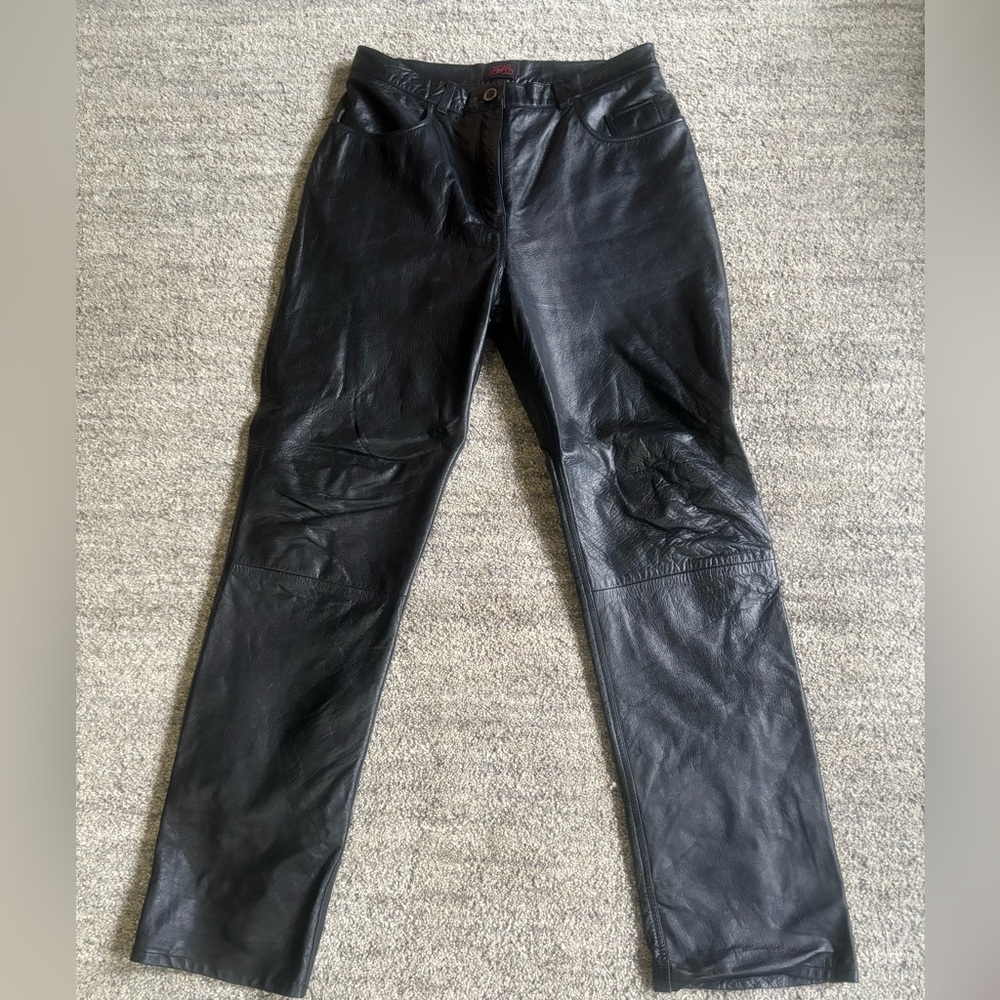 Men’s Black Genuine Leather Pants and Vest